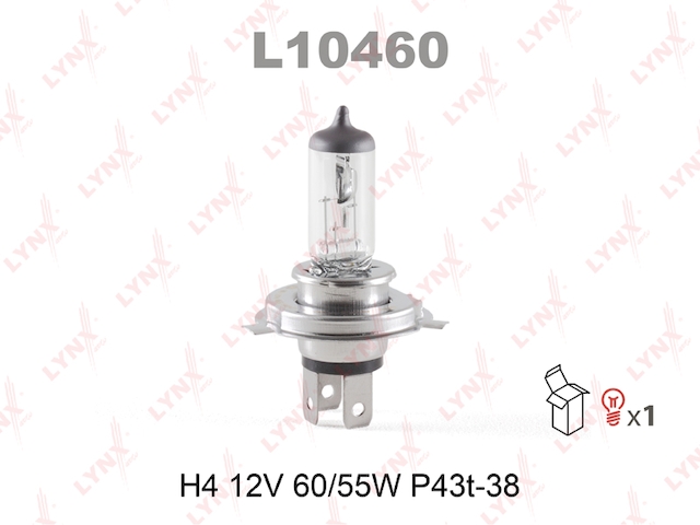 Купить запчасть LYNX - L10460 Лампа галогеновая H4 12V 60/55W P43T-38  L10460
