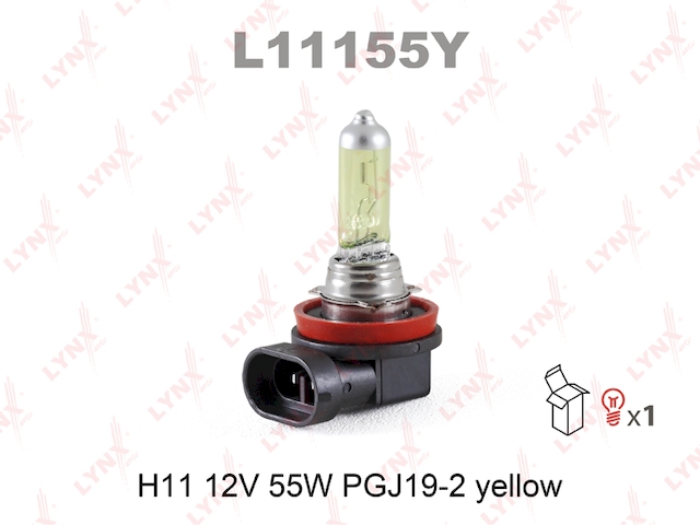 Купить запчасть LYNX - L11155Y Лампа галогеновая H11 12V 55W PGJ19-2 YELLOW L11155Y