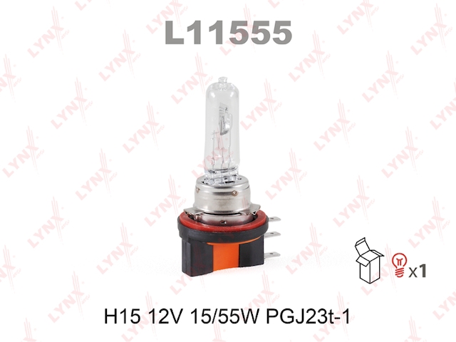 Купить запчасть LYNX - L11555 Лампа галогеновая H15 12V 15/55W PGJ23t-1 L11555