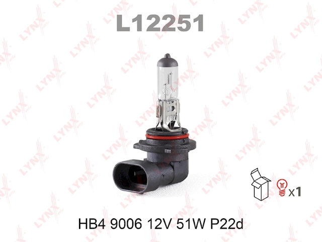 Купить запчасть LYNX - L12251 Лампа галогеновая HB4 9006 12V 51W P22D L12251