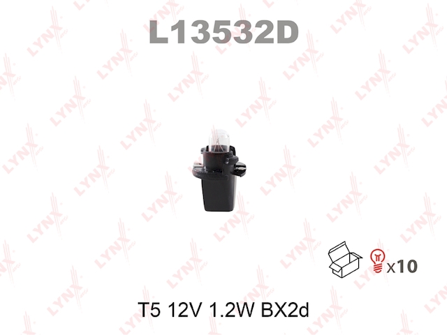 Купить запчасть LYNX - L13532D Лампа накаливания T5 12V 1.2W BX2d L13532D