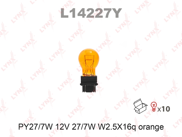 Купить запчасть LYNX - L14227Y Лампа накаливания PY27/7 12V 2,5X16Q L14227Y