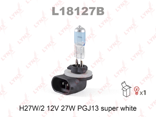 Купить запчасть LYNX - L18127B Лампа галогеновая H27 12V 27W PGJ13 (881) SUPER WHITE L18127B