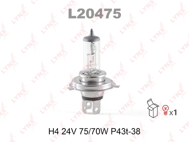 Купить запчасть LYNX - L20475 Лампа галогеновая H4 24V 75/70W P43T-38 L20475