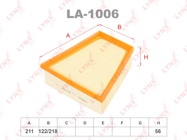 Купить запчасть LYNX - LA-1006 Фильтр воздушный подходит для SKODA Fabia I 1.0-1.4 99-08/II 1.2-1.4 00/Roomster 1.2 07, VW Polo IV 1.2 07 LA-1006