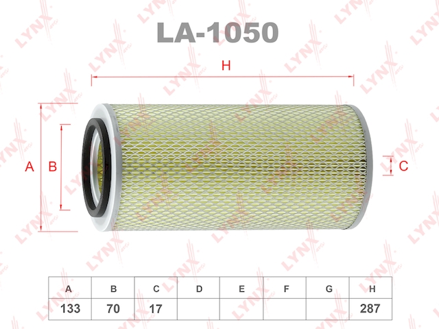 Купить запчасть LYNX - LA-1050 Фильтр воздушный подходит для HYUNDAI Galloper 2.5TD 91/H100 2.5TD 94-00/Porter 2.5TD 94-04 LA-1050