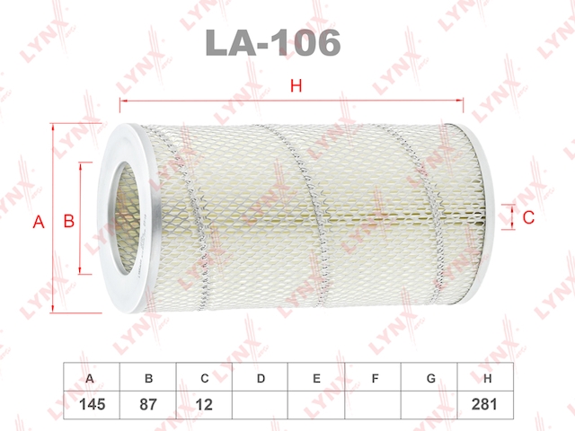 Купить запчасть LYNX - LA-106 Фильтр воздушный подходит для TOYOTA Hiace 2.5D-3.0D 08 LA-106
