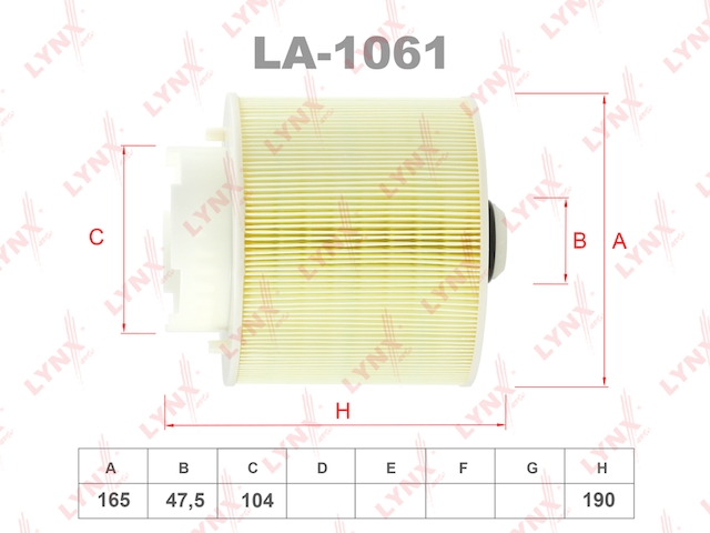 Купить запчасть LYNX - LA-1061 Фильтр воздушный подходит для AUDI A6 04 LA-1061