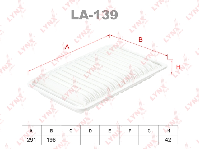 Купить запчасть LYNX - LA-139 Фильтр воздушный подходит для TOYOTA Camry 2.4 01, LEXUS RX350 06 LA-139
