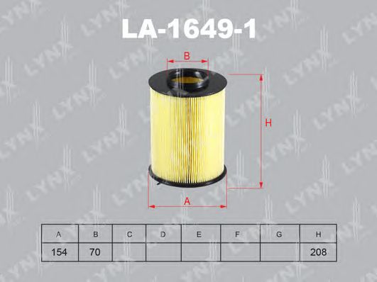Купить запчасть LYNX - LA-1649-1 Фильтр воздушный подходит для Ford Focus II 1.4-2.5 04/ C-MAX 1.6-2.0TD 07/Kuga 2.0TD 10, VOLVO 1.6-2.0 06/S40 1.6-2.0 04 LA-1649-1