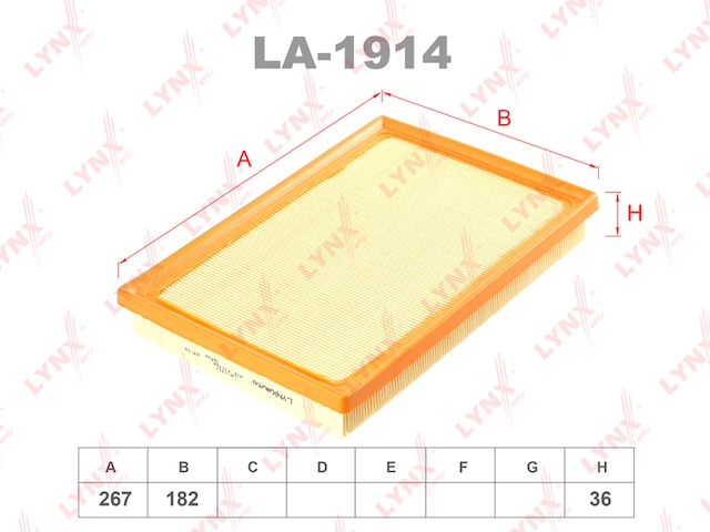 Купить запчасть LYNX - LA-1914 Фильтр воздушный подходит для TOYOTA Camry(V50) 2.5 11 / RAV 4 2.5 IV 15, LEXUS ES300h 12 / LS460-600h 06 LA-1914