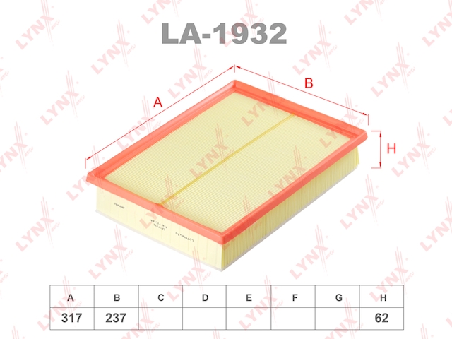 Купить запчасть LYNX - LA-1932 Фильтр воздушный подходит для TOYOTA Land Cruiser Prado(150) 4.0 09 LA-1932
