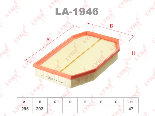Купить запчасть LYNX - LA-1946 Фильтр воздушный подходит для BMW 5(F10/F11) 2.5-3.0 09 / 7(F01-F04) 3.0 08-15 LA-1946