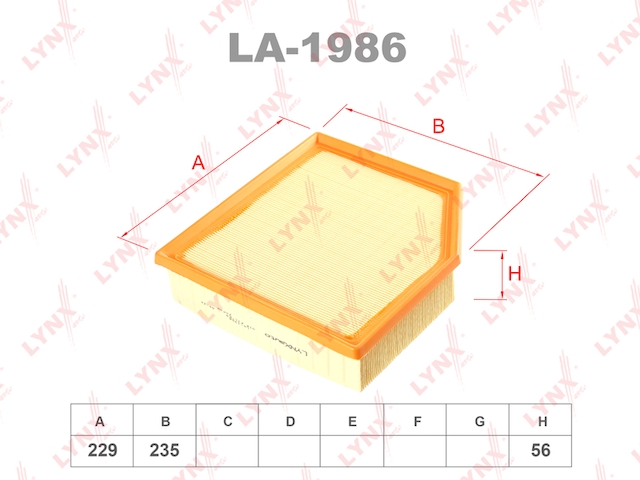 Купить запчасть LYNX - LA-1986 Фильтр воздушный подходит для TOYOTA RAV 4 IV 2.0D-2.2D 12, LEXUS GS300h-350 12 / IS II 200D-250 05 LA-1986