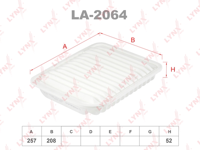 Купить запчасть LYNX - LA-2064 Фильтр воздушный подходит для MITSUBISHI Asx 1.6 10 / Grandis 2.4 04 / Lancer 1.6 10 / Outlander III 2.0-2.2D 12, CITROEN C4 1.6 12 LA-2064