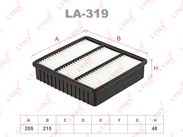 Купить запчасть LYNX - LA-319 Фильтр воздушный подходит для MITSUBISHI Airtrek 2.4 03-06/Lancer 1.3-2.0T 95/Outlander 2.0-2.4 03 LA-319
