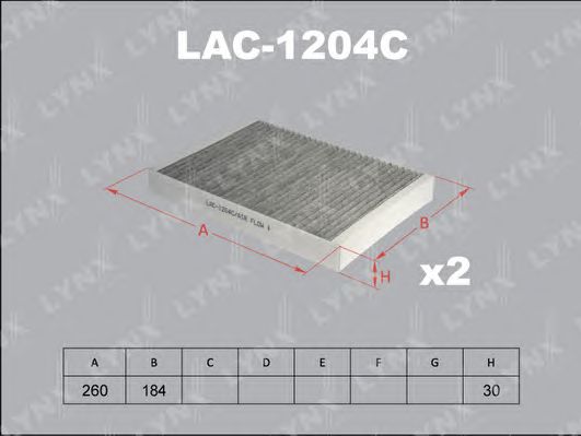 Купить запчасть LYNX - LAC-1204C Фильтр салонный угольный (комплект 2 шт.) подходит для MB S(W221) 05 LAC-1204C