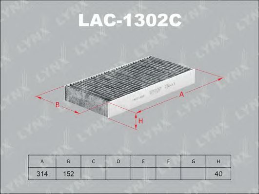 Купить запчасть LYNX - LAC-1302C Фильтр салонный угольный подходит для CITROEN C5 04/C6 05, PEUGEOT 407 04 LAC-1302C
