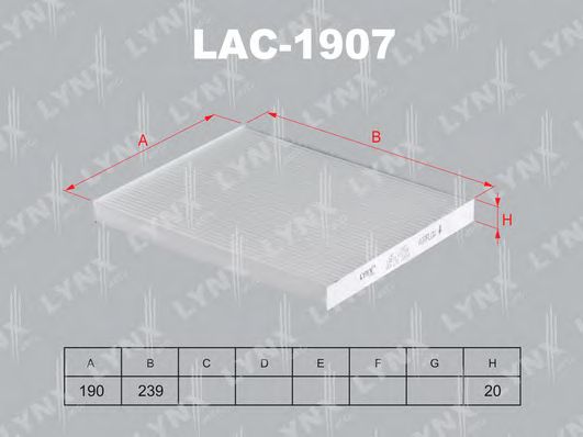 Купить запчасть LYNX - LAC-1907 Фильтр салонный подходит для HYUNDAI i30 1.6 11 / ix35 1.6-2.0D 10 / Tucson 2.0-2.7 04-10, KIA Sportage 1.6-2.0D 10 LAC-1907
