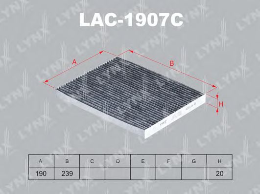 Купить запчасть LYNX - LAC-1907C Фильтр салонный угольный подходит для HYUNDAI i30 1.6 11 / ix35 1.6-2.0D 10 / Tucson 2.0-2.7 04-10, KIA Sportage 1.6-2.0D 10 LAC-1907C
