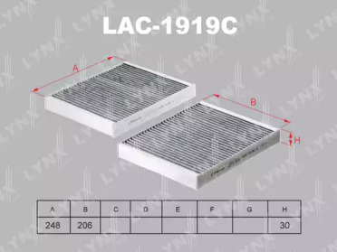 Купить запчасть LYNX - LAC-1919C Фильтр салонный угольный (комплект 2 шт.) подходит для BMW 518D-550(F10/1) 10 / 5GT 520D-550(F07) 09 / 640D-650(F12) 11 / 730D-760(F01-4) 08 LAC-1919C