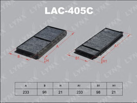 Купить запчасть LYNX - LAC-405C Фильтр салонный угольный (комплект 2 шт.) подходит для MAZDA 3 03/5 05 LAC-405C