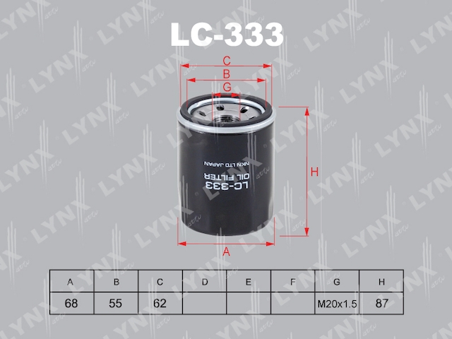 Купить запчасть LYNX - LC-333 Фильтр масляный подходит для MITSUBISHI Lancer 1.5 08 / Colt 1.1-1.5 04-12, SMART Forfour 1.1-1.5 04-06 LC-333
