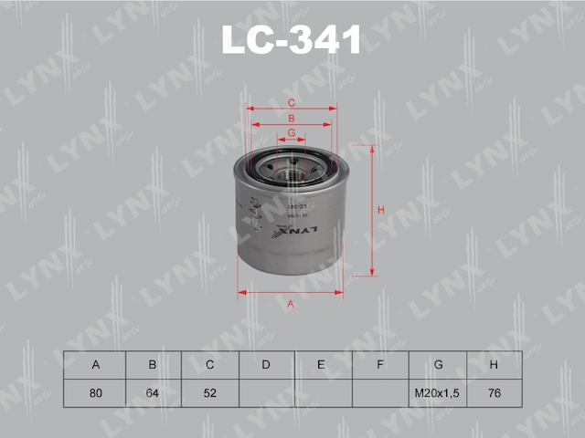 Купить запчасть LYNX - LC-341 Фильтр масляный подходит для NISSAN Vanette 2.2 94-03/2.0T 03, MITSUBISHI GTO 3.0-T 90-00/Pajero 3.0-3.5 90-05, ISUZU Aska 1.8-2.0 94-02 LC-341