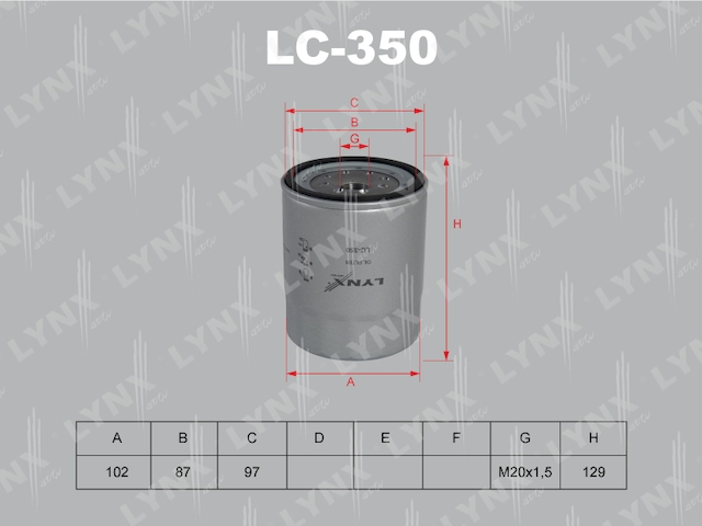 Купить запчасть LYNX - LC-350 Фильтр масляный подходит для MITSUBISHI Canter 86, ISUZU Campo 2.2D-2.5D 90 LC-350