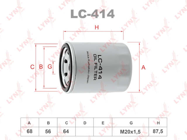 Купить запчасть LYNX - LC-414 Фильтр масляный подходит для MITSUBISHI RVR/Carisma 1.6-1.8 95-06/Galant 2.0-2.5 00-04/Lancer 1.3-1.8D 03/Pajero 2.4 91-00 LC-414