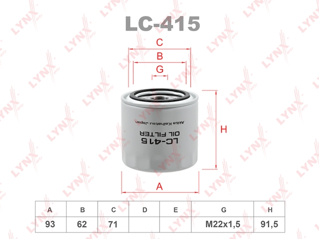 Купить запчасть LYNX - LC-415 Фильтр масляный подходит для FORD Maverick 3.0 01/Mondeo 2.5-3.0 94-07, MAZDA MPV 2.5-3.0 99/Tribute 3.0 00 LC-415