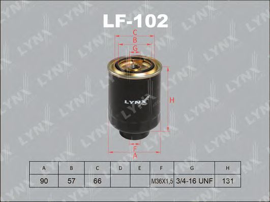 Купить запчасть LYNX - LF-102 Фильтр топливный подходит для TOYOTA Quckdelivery 3.0D 01-04/Hiace 3.0TD 99-04/Land Cruiser 3.0TD 99-03/4.2TD 99-04 LF-102