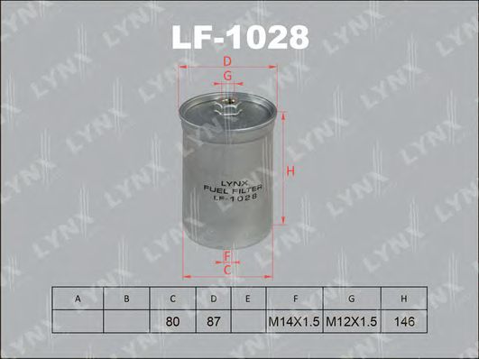 Купить запчасть LYNX - LF-1028 Фильтр топливный подходит для AUDI 80 1.8-2.3 91/100 1.8-4.2 94/A6 1.8-4.2 97, VW Golf II 1.8 93 LF-1028