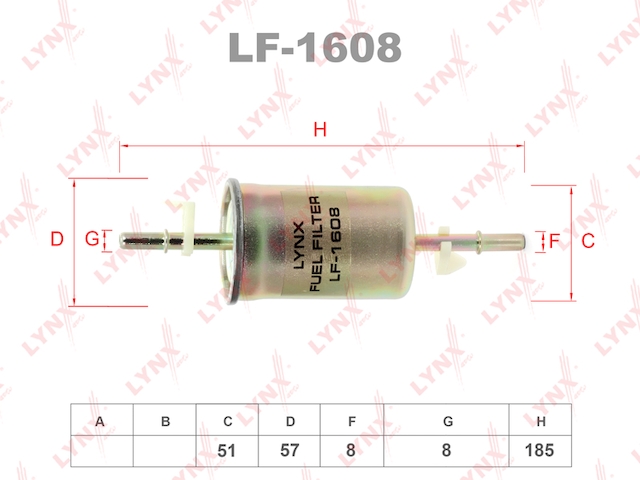 Купить запчасть LYNX - LF-1608 Фильтр топливный подходит для FORD Focus I 1.4-2.0 98-04 / II 2.0 04 / C-MAX 2.0 04-07, MAZDA 3(BK) 1.4-2.3T 03-09, VOLVO C30 1.6-2.5T 06 / C70 2.4-2.5T 06 / S40 1.6-2.5T 04 LF-1608