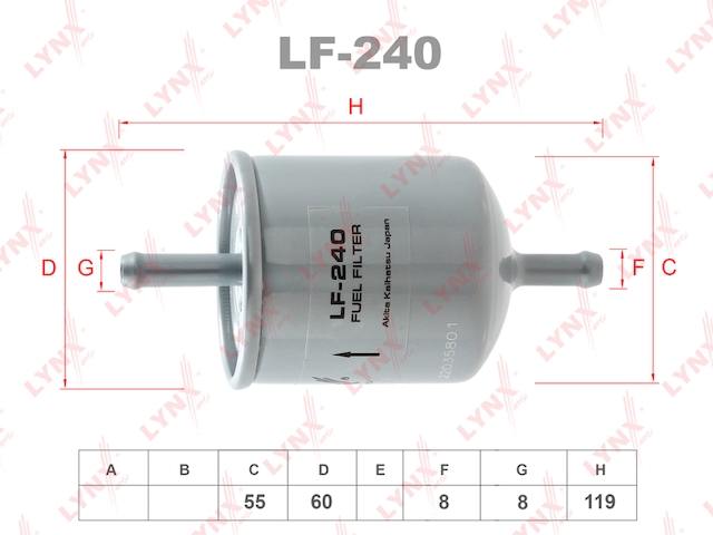 Купить запчасть LYNX - LF-240 Фильтр топливный подходит для NISSAN Primera 1.8-2.0 90-94/President 4.5 90-03/Maxima 3.0 94, INFINITI Q45 4.5 97 LF-240