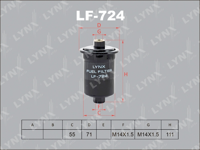 Купить запчасть LYNX - LF-724 Фильтр топливный подходит для HYUNDAI H-1 2.4 97-04 / H100 2.4 00-04 / Sonata 2.0 96-01 / 2.4-2.5 98-01 / XG 2.5-3.5 98, KIA Magentis 2.0-2.5 01, TOYOTA HiLux 2.4 89-05 / 4Runner 3.0 90-9 LF-724