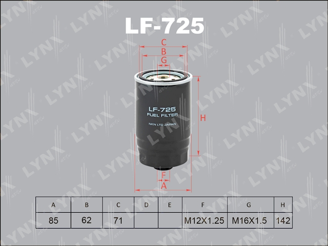 Купить запчасть LYNX - LF-725 Фильтр топливный подходит для HYUNDAI Elantra 1.6D 06 / i10 1.1D 08 / i30 1.6D-2.0D 07-11 / Santa Fe 2.0D 01-06 / Tucson 2.0D 04-10 , KIA Ceed 1.6D-2.0D 07 / Cerato 1.5D-2.0D / Picanto 1 LF-725
