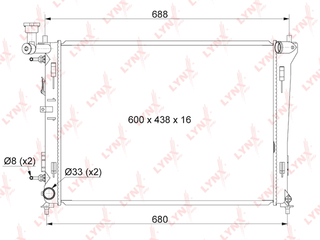 Купить запчасть LYNX - RB-1055 Радиатор охлаждения паяный AT подходит для HYUNDAI Elantra(HD) 1.6-2.0 06-11 / I30(FD) 1.4-2.0 07-11, KIA Ceed(ED) 1.4-2.0 06-12 RB-1055
