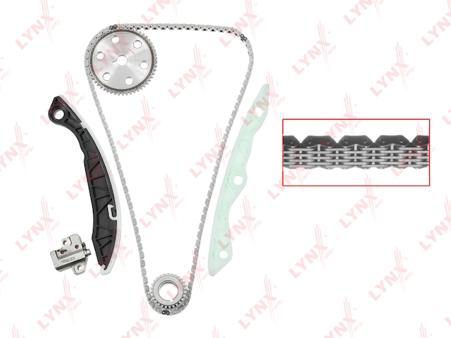 Купить запчасть LYNX - TK-0024 Комплект цепи ГРМ подходит для HYUNDAI Santa Fe(CM/DM) 2.4 10 / Sonata(NF/YF) 2.0-2.4 05-15 / H1(TQ) 2.4 08 / ix35 2.0-2.4 09, KIA Carens III 2.0 06 / Cerato(TD) 2.0 09 / Magentis(MG) TK-0024