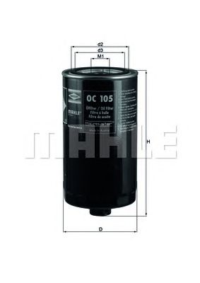 Купить запчасть MAHLE - OC105 Фильтр масляный VW T4 90-03 LT28-55 -96 D/TDI (п);