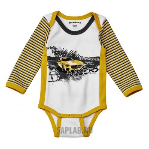 Купить запчасть MERCEDES - B66953368 Боди для младенцев Mercedes-AMG GT, Babygrow, white / yellow / selenite grey