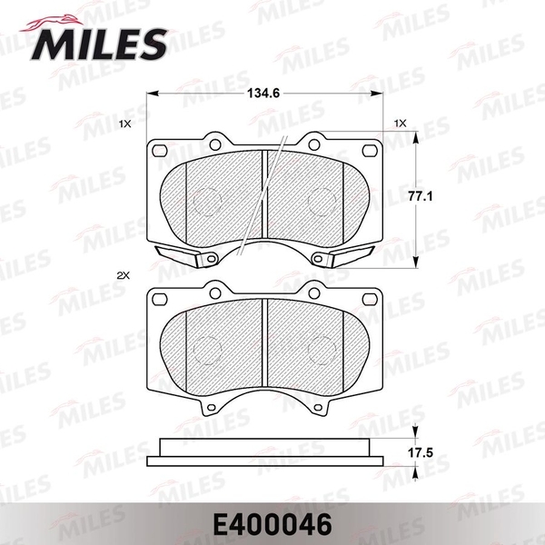 Купить запчасть MILES - E400046 Колодки тормозные передние (без датчика) (Смесь Low-Metallic) (TOYOTA LAND CRUISER 120, PRADO 150, MITSUBISHI PAJERO IV) (TRW GDB3364) E400046