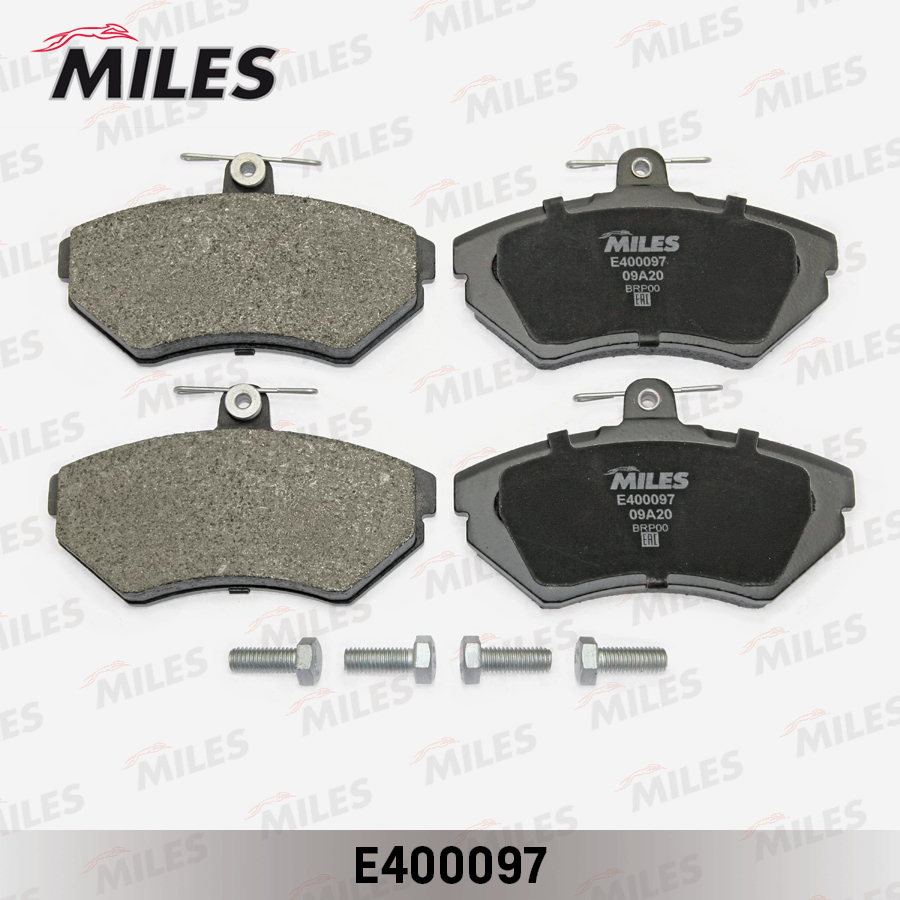 Купить запчасть MILES - E400097 Колодки тормозные передние (без датчика + болты) (Смесь Low-Metallic) AUDI A4 1.6/1.8/1.9D 9500/VOLKSWAGEN PASSAT 9700 (TRW GDB1266) E400097