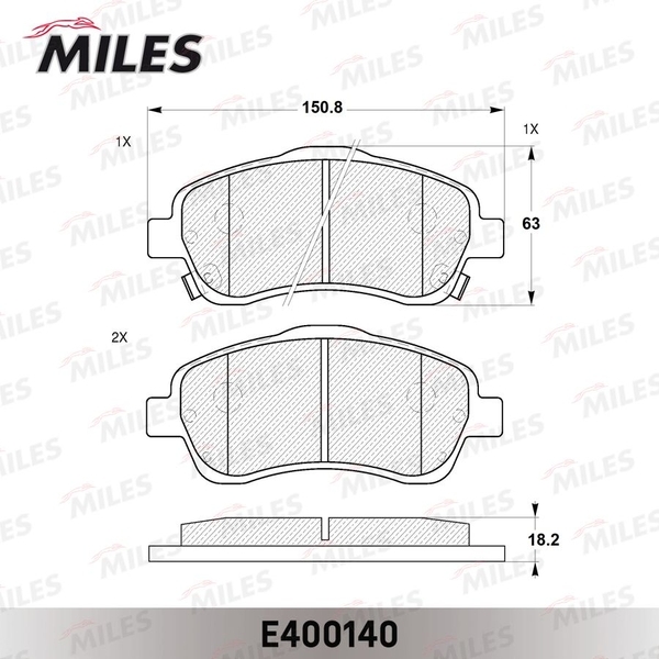 Купить запчасть MILES - E400140 Колодки тормозные передние (без датчика) (Смесь Low-Metallic) TOYOTA AVENSIS 03/COROLLA VERSO 1.8/2.0D/2.2D (TRW GDB3336) E400140