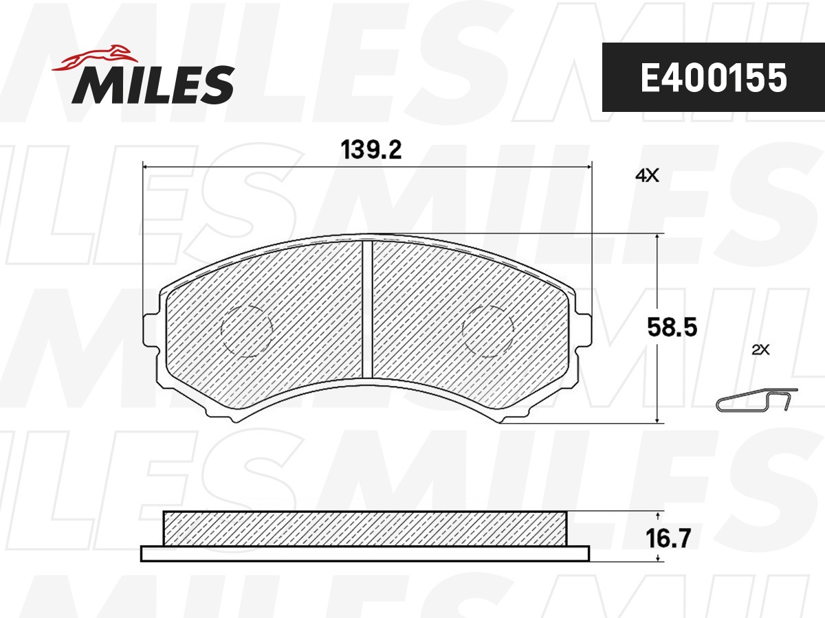 Купить запчасть MILES - E400155 Колодки тормозные передние (без датчика) (Смесь Low-Metallic) MITSUBISHI PAJERO III LONG WAGON 0006 3.5/2.5TD (TRW GDB3246) E400155