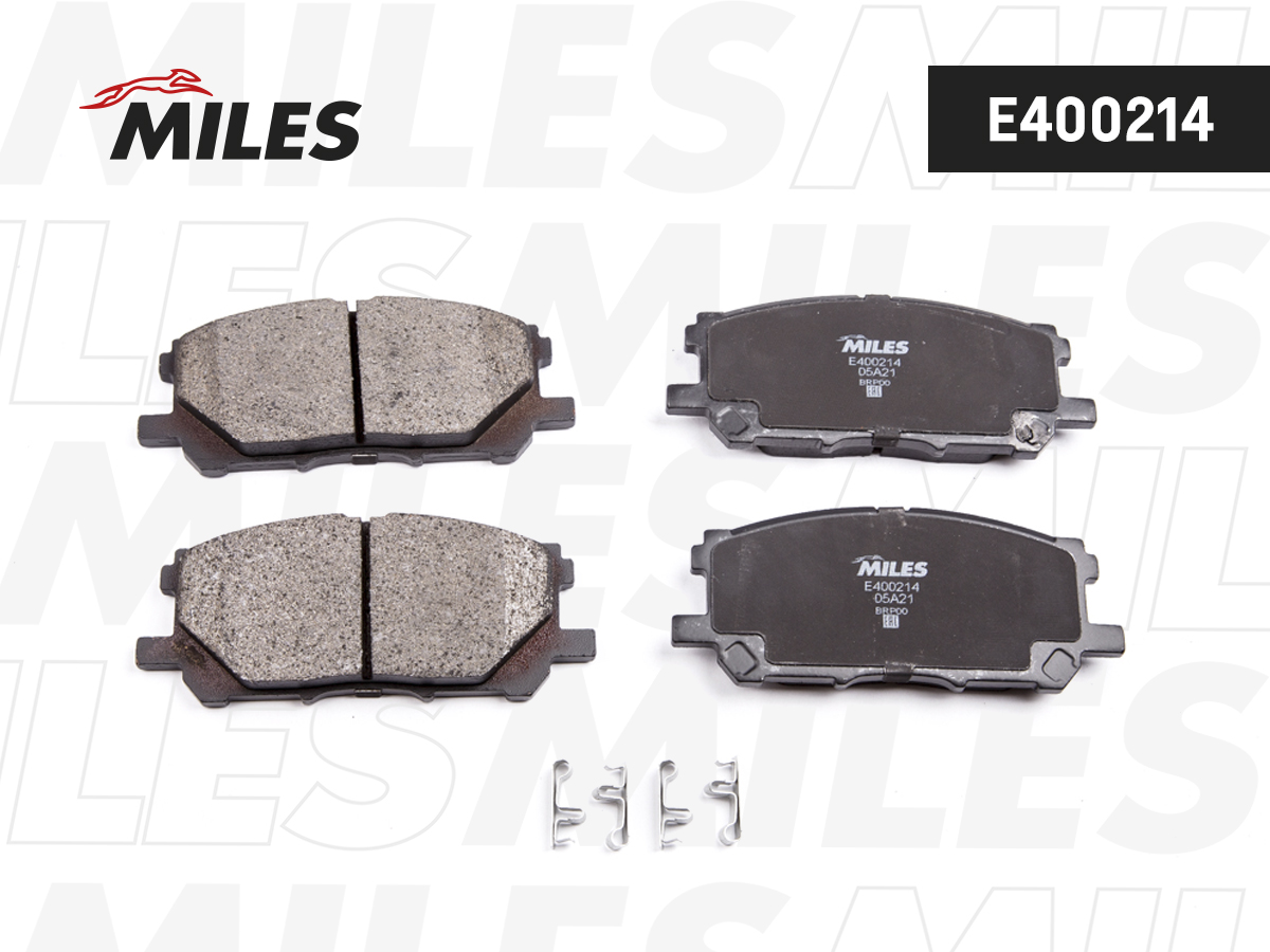 Купить запчасть MILES - E400214 Колодки тормозные передние (без датчика) (Смесь Low-Metallic) (LEXUS RX300/RX330/RX350 0308/RX400H 0509) (TRW GDB3338) E400214