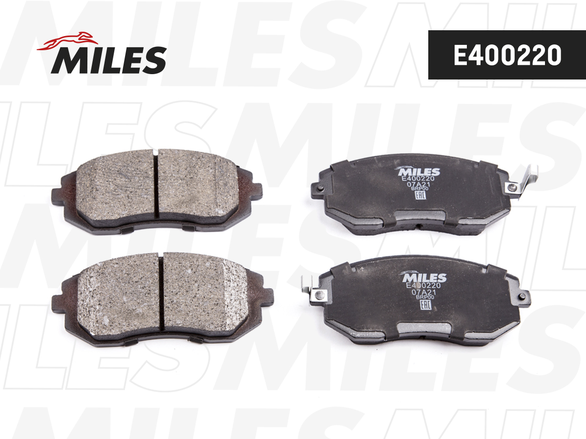 Купить запчасть MILES - E400220 Колодки тормозные передние (без датчика) (Смесь Low-Metallic) (SUBARU FORESTER 01-/IMPREZA 01-/LEGACY 98-) (TRW GDB3328) E400220