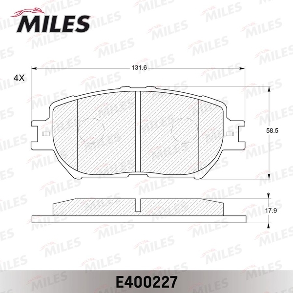 Купить запчасть MILES - E400227 Колодки тормозные передние (без датчика) (Смесь Low-Metallic) (TOYOTA CAMRY (_V30_) 2.4/3.0 0104) (TRW GDB3314) E400227