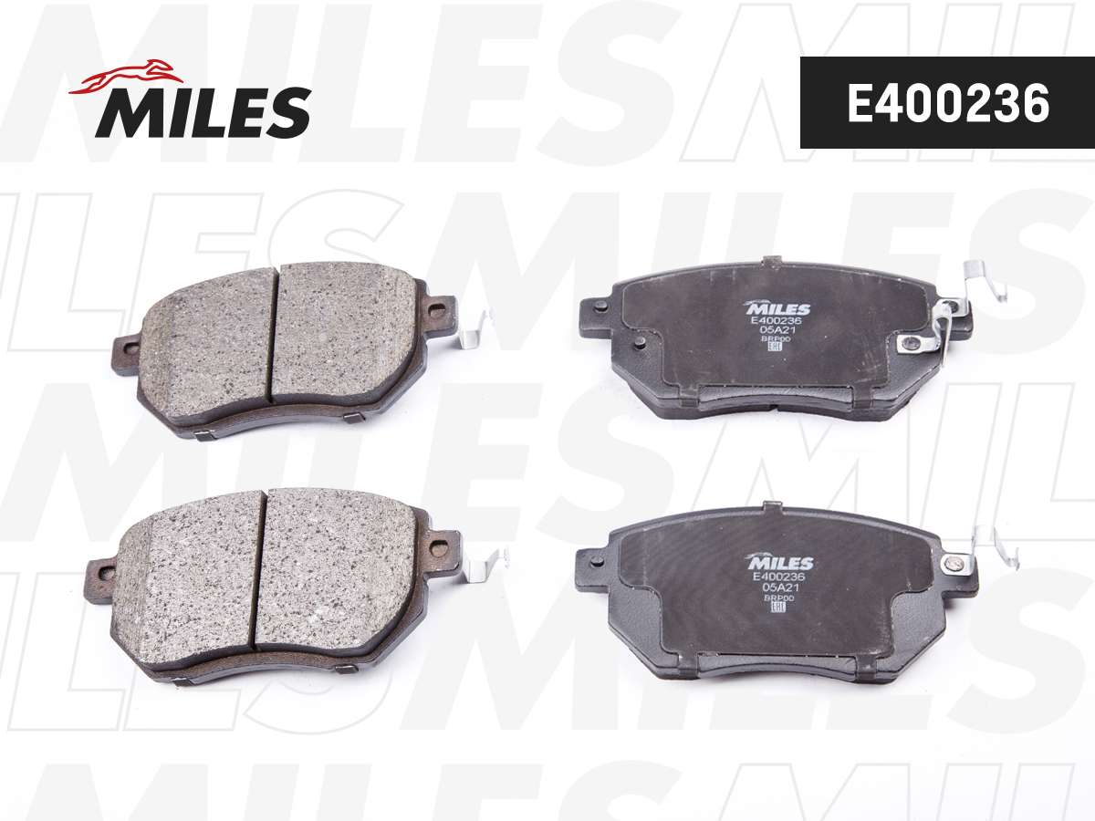 Купить запчасть MILES - E400236 Колодки тормозные передние (без датчика) (Смесь Low-Metallic) (INFINITI FX35/45 03-/NISSAN MURANO 05-) (TRW GDB3416) E400236