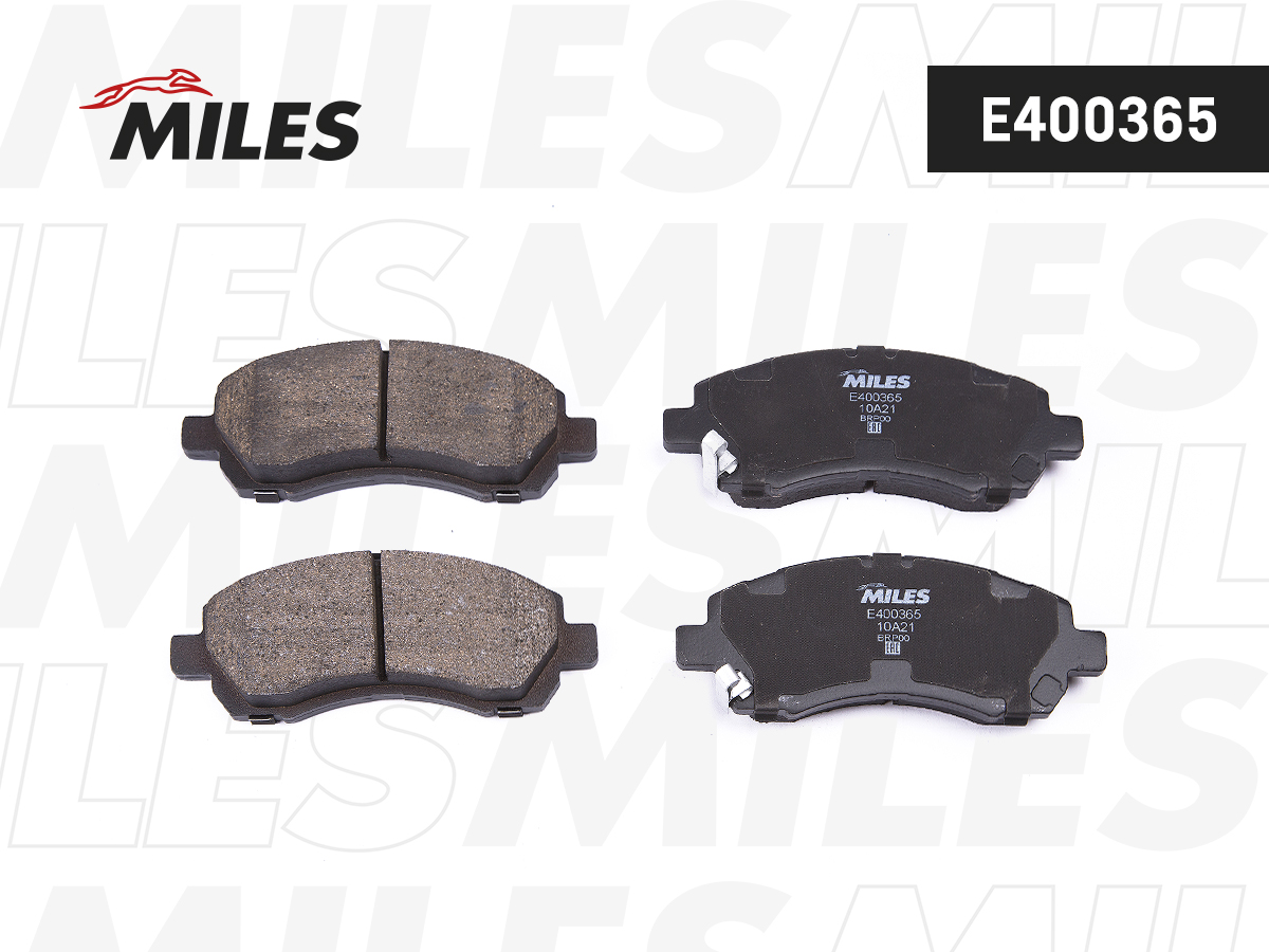 Купить запчасть MILES - E400365 Колодки тормозные передние (без датчика) (Смесь Low-Metallic) SUBARU IMPREZA 1.6-2.0 92-/LEGACY 2.0-2.5 92-00 (TRW GDB3205) E400365